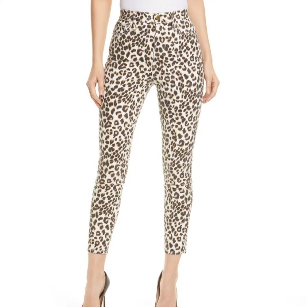 𝅺Frame Ali high rise cigarette leopard print jeans
